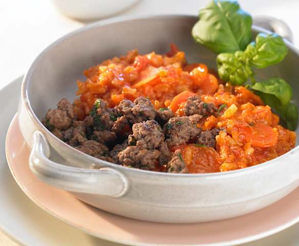 Möhren-Tomaten-Risotto mit Tatar Möhren-Tomaten-Risotto mit Tatar