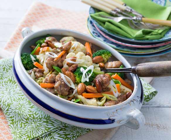 Chicken and almond stir-fry