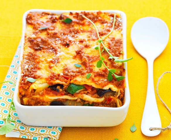 Lasagne courgettes, aubergines et tomates