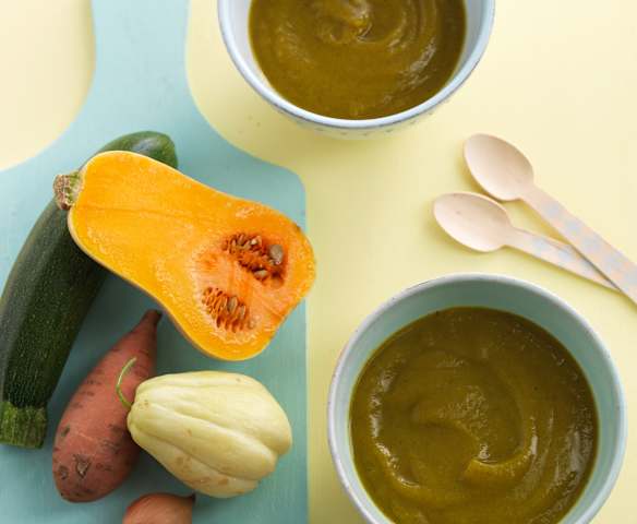 2 purés de legumes - introdução da curgete e do chuchu