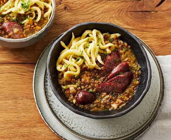 Linseneintopf mit Spätzle
