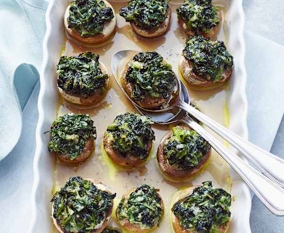 Champignons mit Blattspinat-Füllung