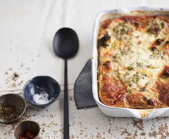 Fritata de brócolos e fiambre no forno