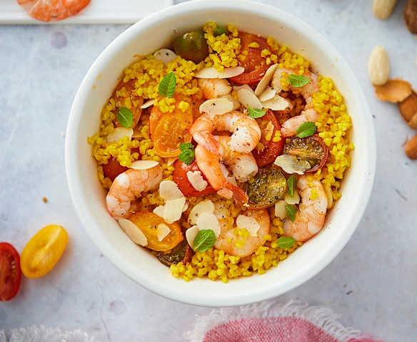 Miglio alla curcuma e mazzancolle (Modalità Cuoci riso)