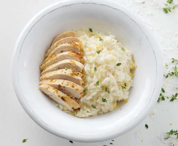 Risoto de limão com peito de frango picante