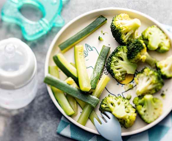 Steamed Broccoli and Courgettes