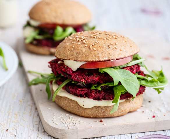 Beetroot and Caramelised Onion Burger