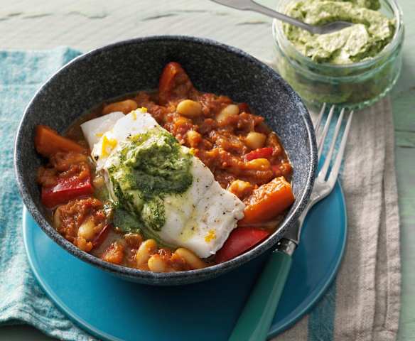 Kingclip with Chakalaka Vegetables and Dill Butter