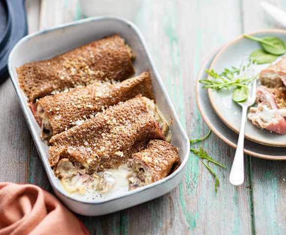 Galette fourrée jambon-champignons