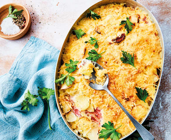 Gratin de pomme de terre, bacon et à La Vache qui rit®