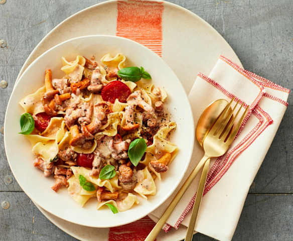 Pfifferling-Tomaten-Nudeln