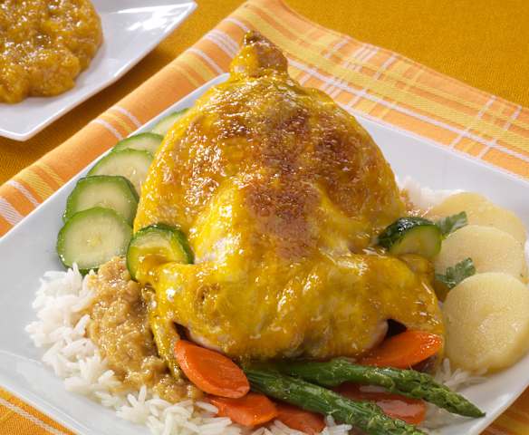 Pollo in umido con zafferano e arancia