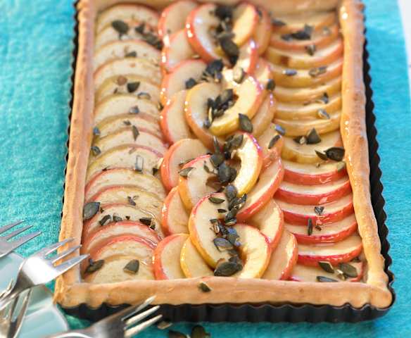 Apfelkuchen mit Kürbiskernen