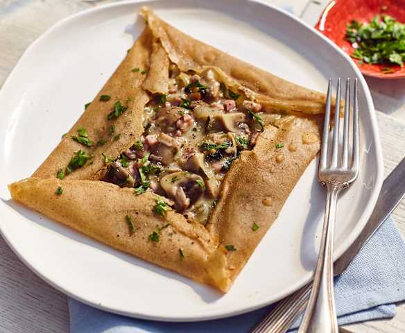 Galettes mit Pilz-Schinken-Füllung
