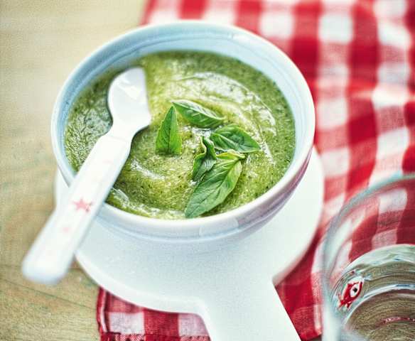 Purée courgettes et veau au basilic