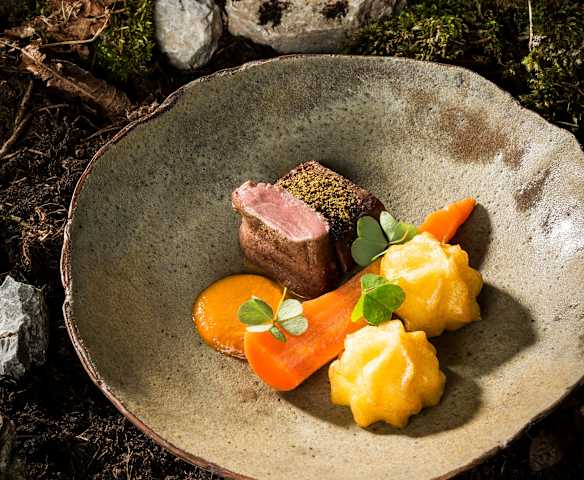 Rehfilet mit Prinzessinnenerdäpfel und Karottengemüse