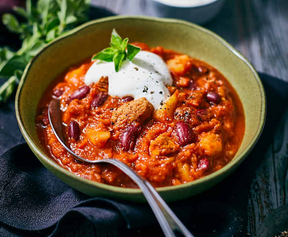 Auberginen-Schnitzel-Chili