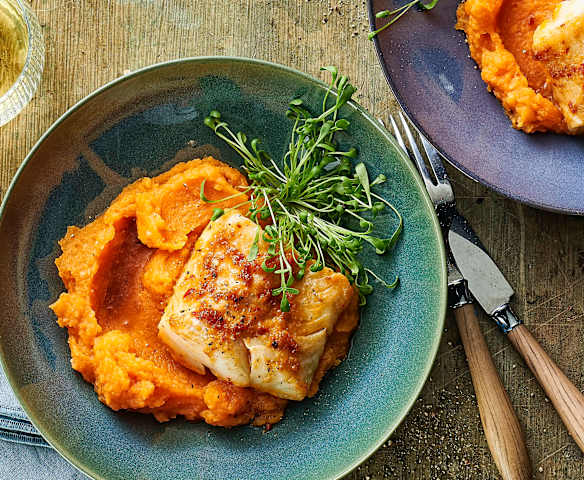 Cabillaud et sa purée de céleri et de patate douce