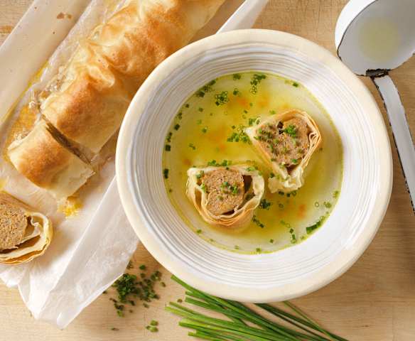Fleischstrudel für Suppe