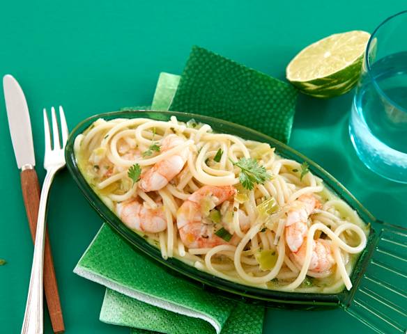 Makaron z krewetkami i porem (TM7)