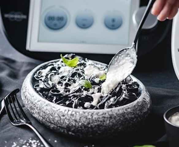 Pâtes aux lentilles vertes et sauce au chèvre