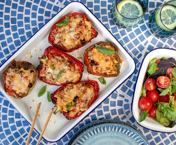 Mediterranean-style stuffed capsicum Mediterranean-style stuffed capsicum