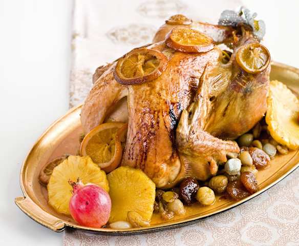 Peru de natal recheado com carne