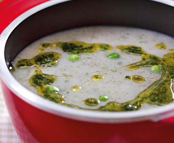 Creme de inhame e ervilha