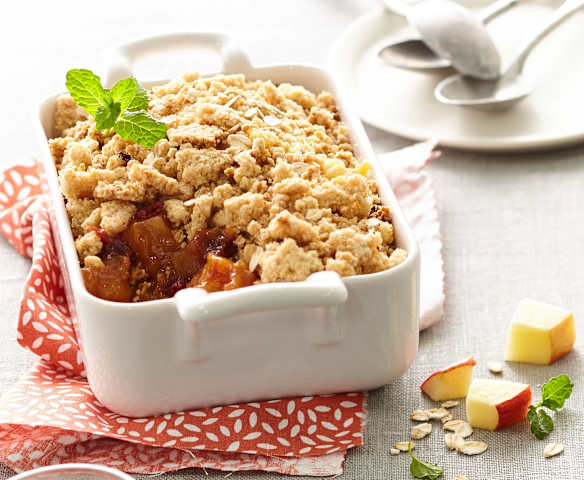 Crumble pomme, mangue et canneberge