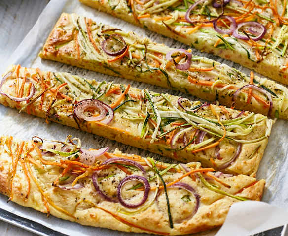 Gemüse-Schinken-Pfannkuchen vom Blech