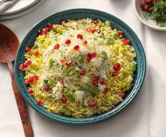 Arroz persa con habas y granada - Irán