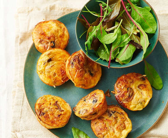Miniquiches sans pâte, champignons, jambon et ciboulette