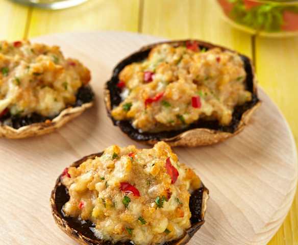 Zapečené portobello s bílou klobásou