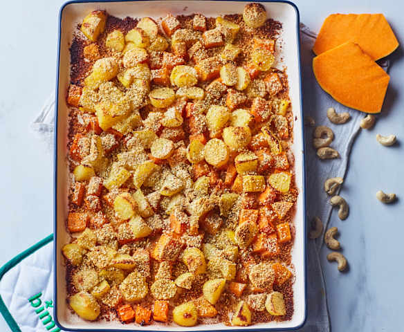 Verdure gratinate con panure di anacardi (vegan)