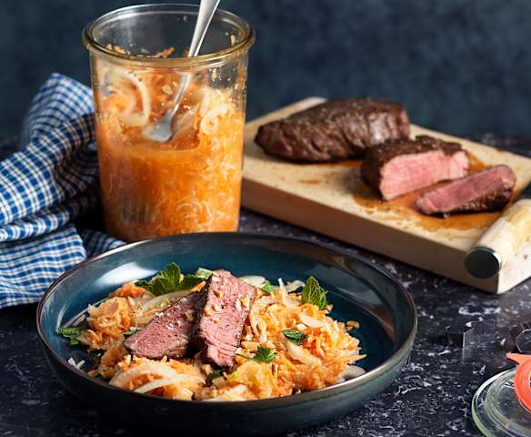 Sellerie mit Karotte und Apfel fermentiert (mit Gemüsestyler)