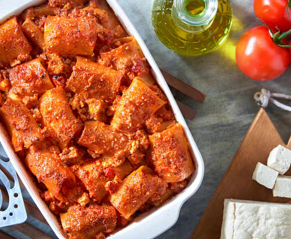Paccheri gratinati al ragù di tofu (vegan)