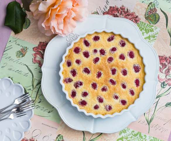 Raspberry and lemon flan