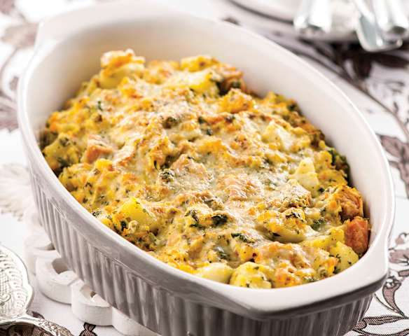 Gratinado de salmão e legumes