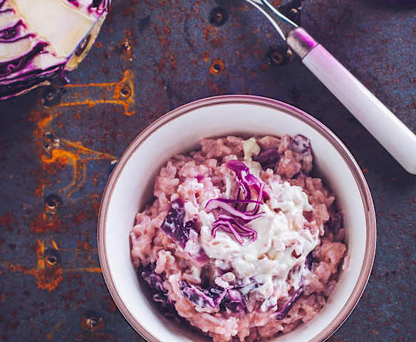 Risotto al cappuccio viola e robiola