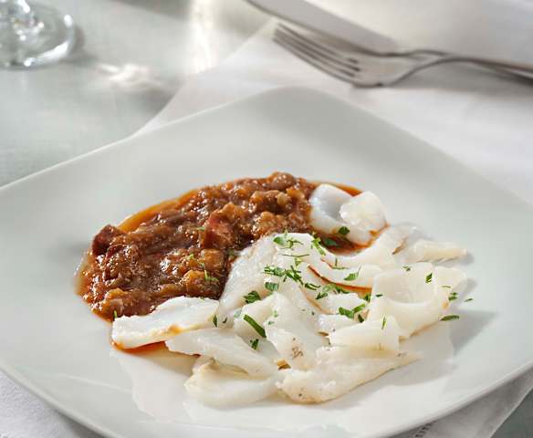 Steamed Cod with Vizcaina Sauce