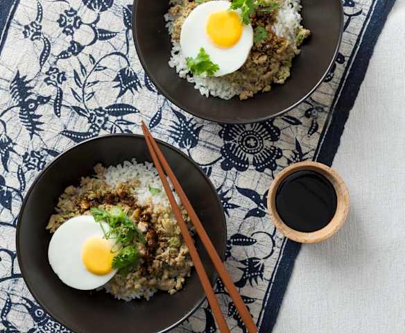 Coconut Rice with Asian-inspired Pork and Eggs Coconut Rice with Asian-inspired Pork and Eggs