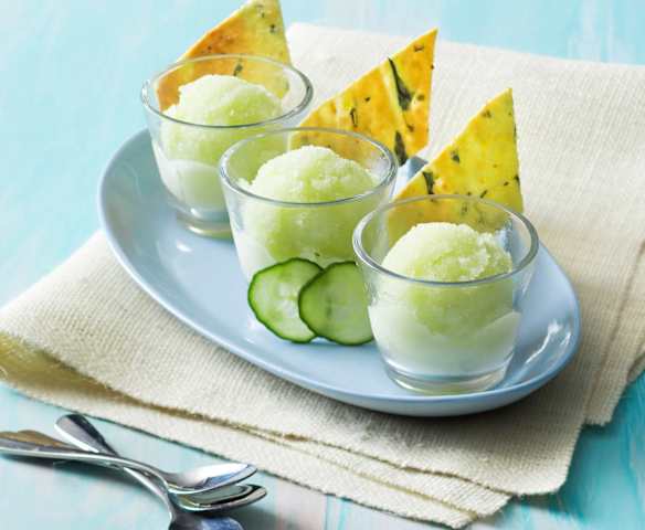 Gin and tonic sorbet with cucumber