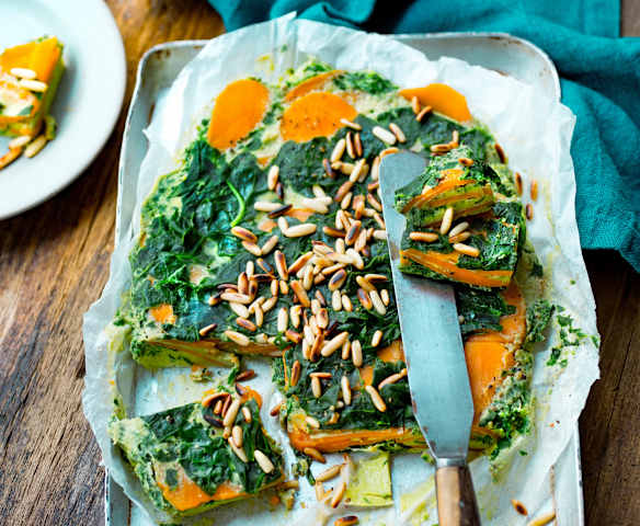 Tortilla de patates douces aux épinards