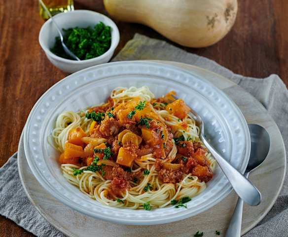 Bratwurst-Kürbis-Bolognese