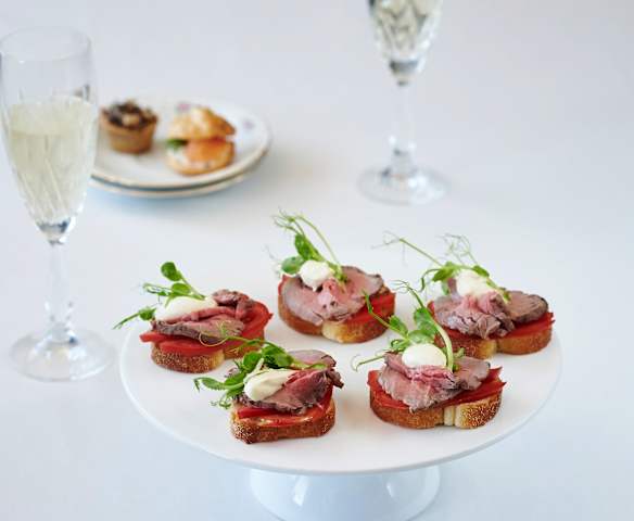 Beef tapenade crostini