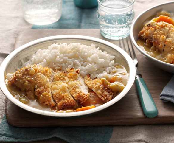 Poulet katsu au riz et curry