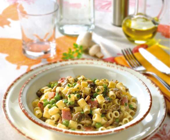 Tubettoni piselli e funghi