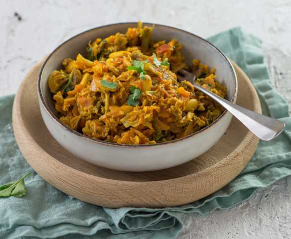 Kohlcurry mit Mandeln für Ungeduldige