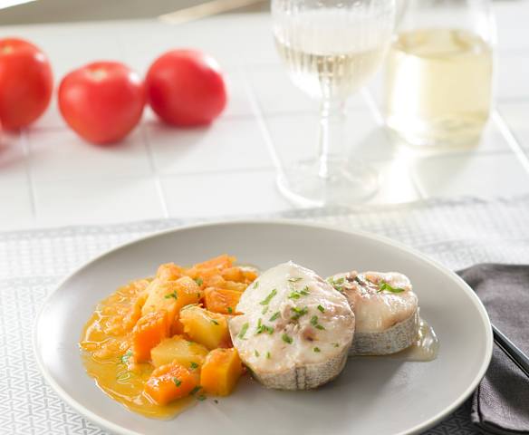 Merluza con calabaza y patata
