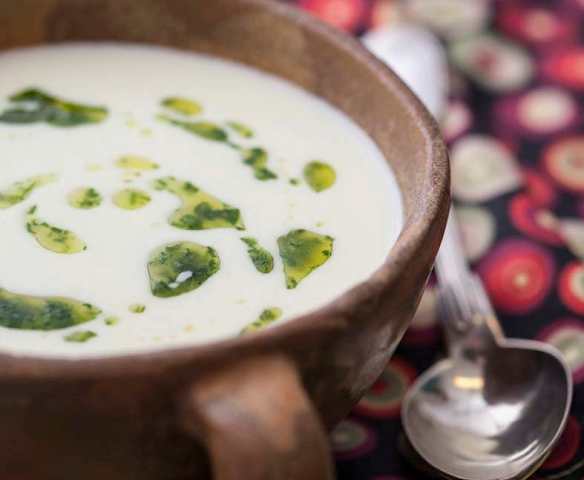 Creme de pupunha e queijo brie